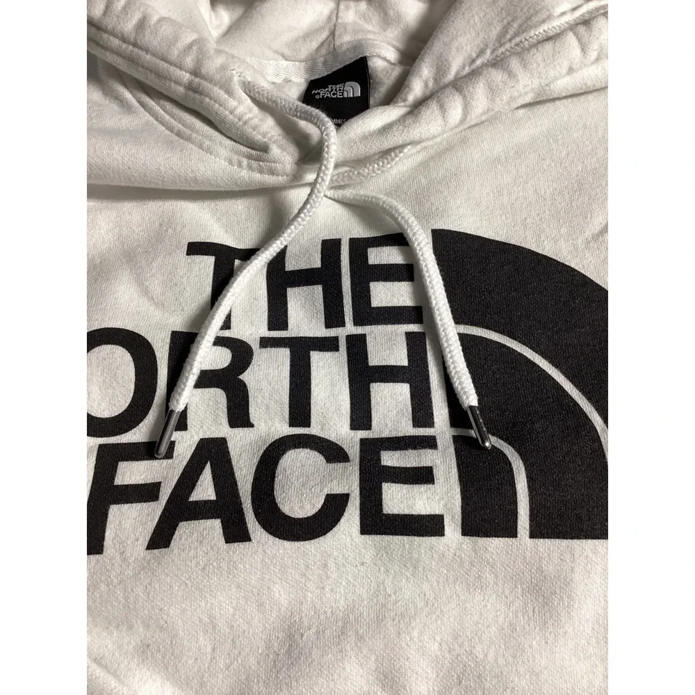 The North Face Logo Pullover Hoodie Men Large White Excellent Fleece Sweatshirt